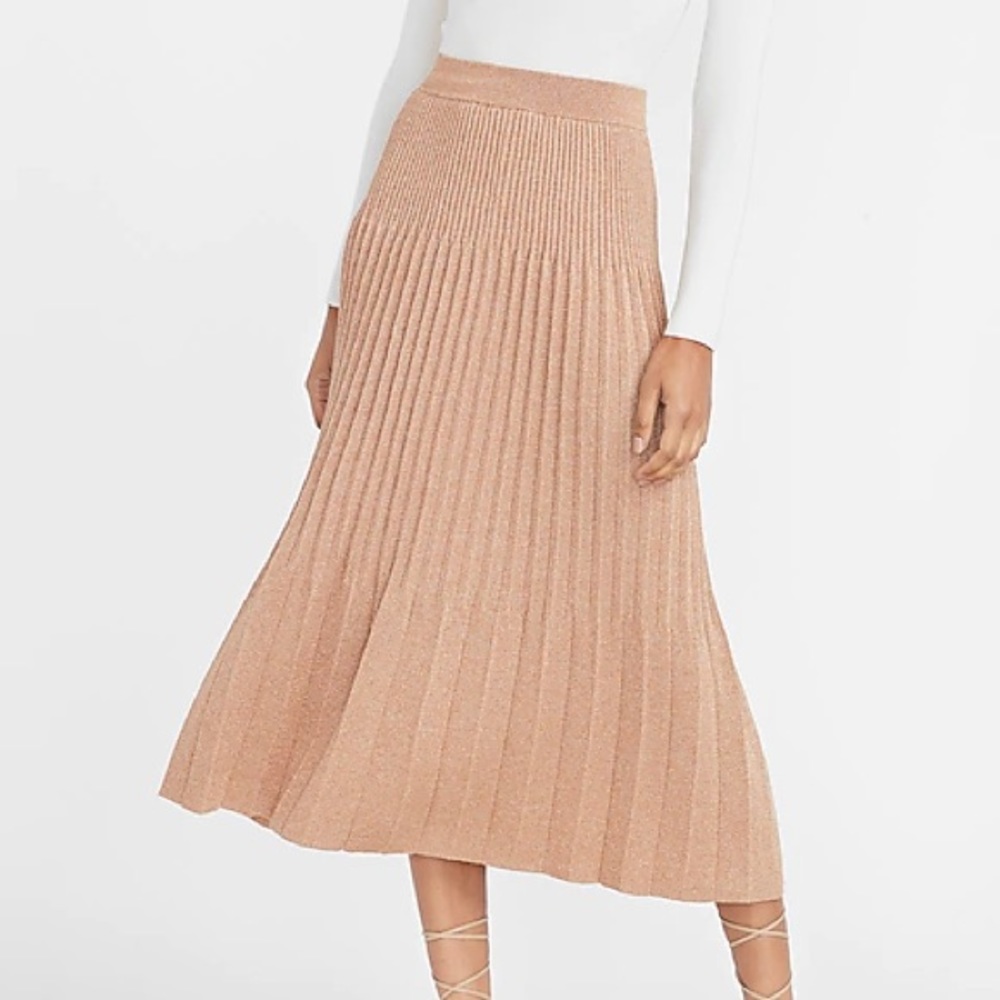 EXPRESS NWT - High Waisted Pleated Midi Skirt